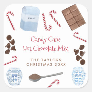 Candy Cane Hot Chocolate Mix Holiday Gift Vierkante Sticker