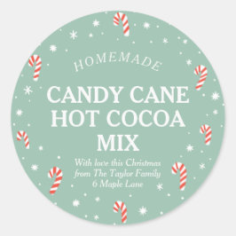 Candy Cane Hot Cocaca Homemade kerstlabel Ronde Sticker