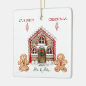 Candy Cane House Gingerbrood Kerstmis Keramisch Ornament (Links)