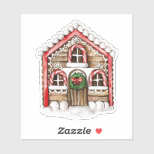 Candy Cane House Kerst sticker