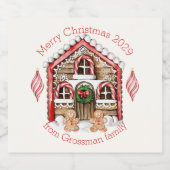 Candy cane huis, peperkoek man, vrouw kerst bier etiket (Enkel label)