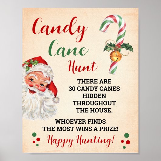 Candy Cane Hunt Kerstmis spel teken Poster (Voorkant)