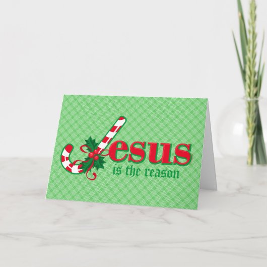 Candy Cane Jesus Card Feestdagen Kaart (Voorkant)
