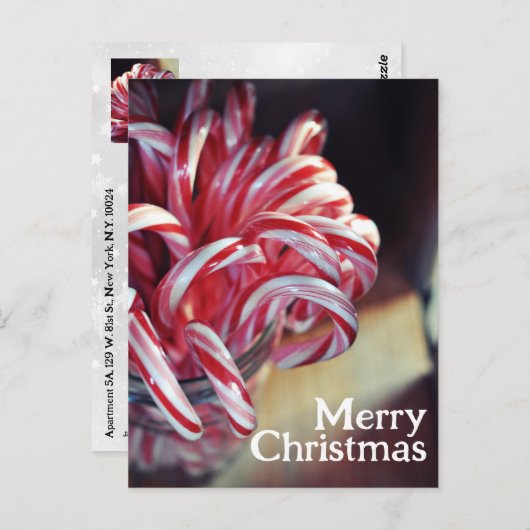 Candy Cane, Jingle Bells, Kerst Snoep Vakantie Briefkaart (Voorkant / Achterkant)