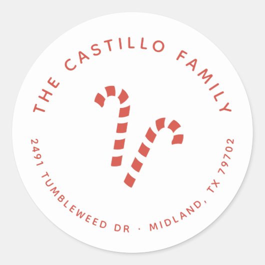 Candy Cane Kerst retour adres Sticker (Voorkant)