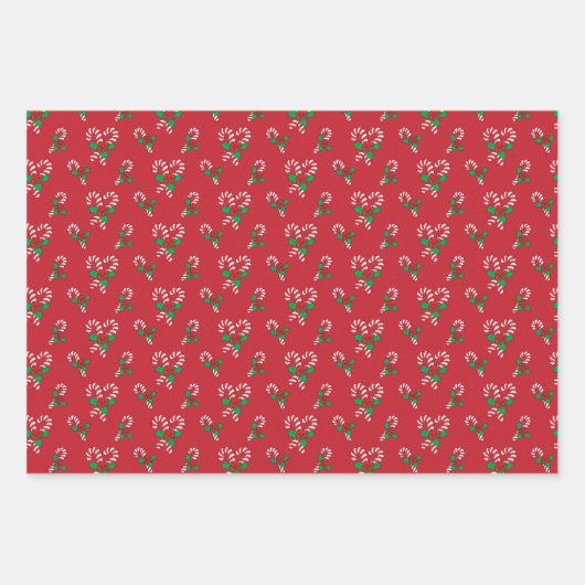 Candy Cane Kerst Wrapping Papier Bladen Inpakpapier Vel (Voorkant 3)