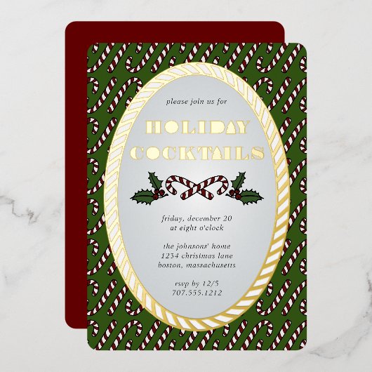 Candy Cane-kerstdroom | Uitnodiging Folie (Voorkant / Achterkant)