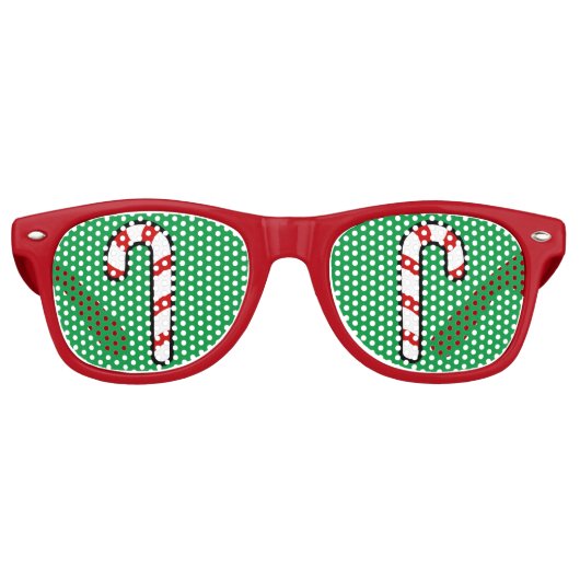 Candy Cane Kerstfeest Groen Rood Retro Zonnebril (Voorkant)