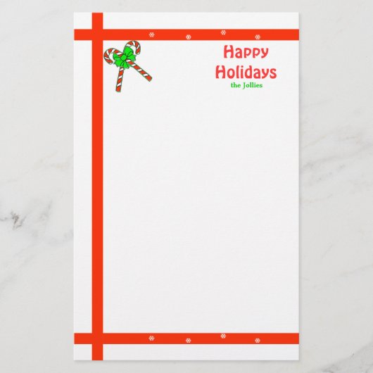 Candy Cane Kerstmis Briefpapier (Voorkant)