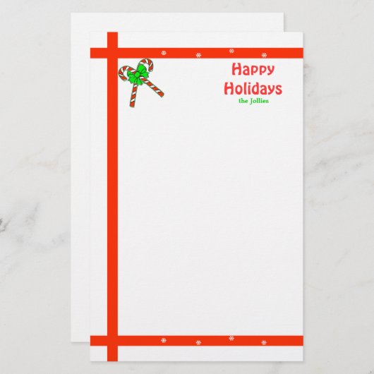 Candy Cane Kerstmis Briefpapier (Voorkant / Achterkant)