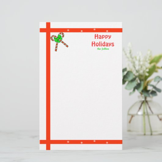 Candy Cane Kerstmis Briefpapier (Staand voorkant)
