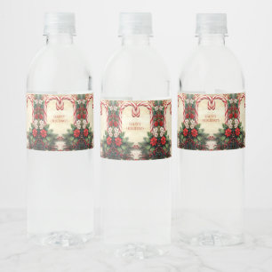Candy Cane Kerstvakantie Waterfles Label Etiket