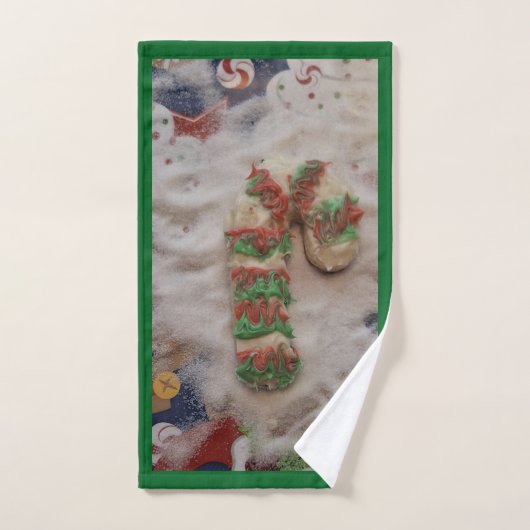 Candy Cane Kitchen Hand Towel on Green Handdoek (Handdoek)