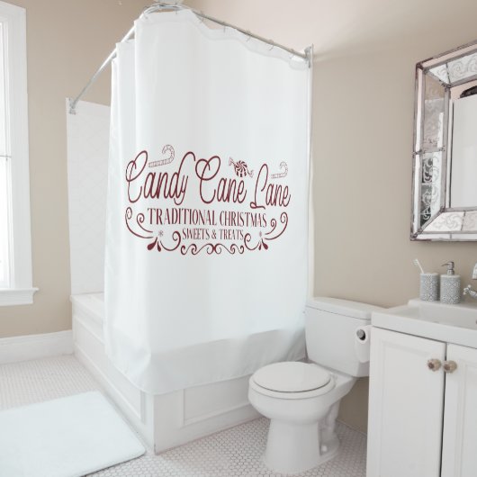 Candy Cane Lane Kerstmis Douchegordijn (In situ)