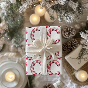 Candy Cane Letter C Kerst Cadeaupapier