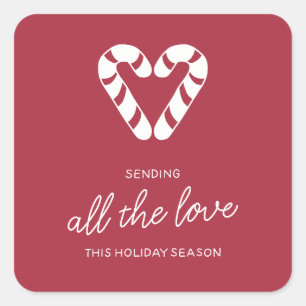 Candy Cane Love Vierkante Sticker