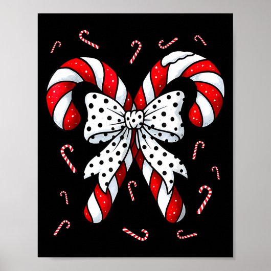 Candy Cane Merry And Bright Red And White Candy Co Poster (Voorkant)