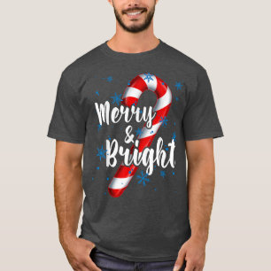 Candy Cane Merry and Bright Red and White Snoep Sn T-shirt