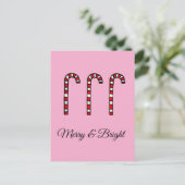 Candy Cane Merry & Bright Feestdagenkaart (Staand voorkant)