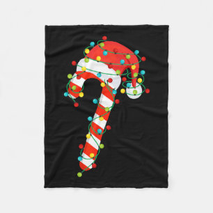 Candy Cane Merry en felle kerstverlichting Mannen Fleece Deken