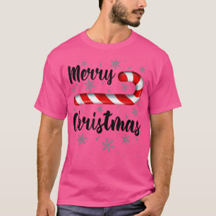 Candy Cane Merry Kerstroet en White Snoep Sno T-shirt