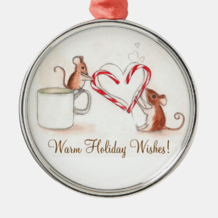 Candy Cane Mice Metalen Ornament