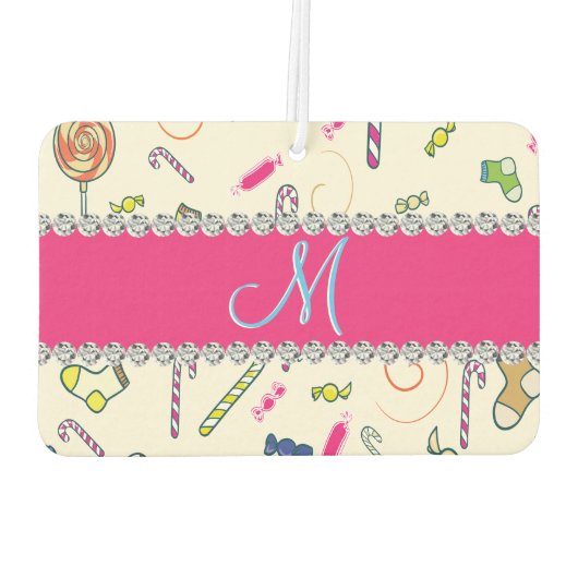 Candy Cane Monogram Luchtverfrisser (Achterkant)
