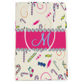 Candy Cane Monogram Medium Cadeauzakje (Voorkant)