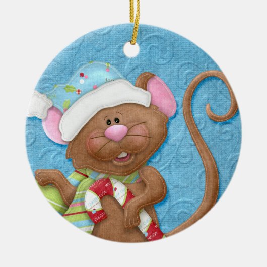 Candy Cane Mouse Holiday Ornament (Voorkant)