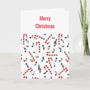 Candy Cane Muzieknoten Kerst Kaart