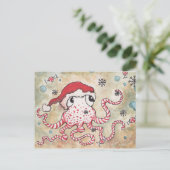 Candy Cane Octopus Briefkaart (Staand voorkant)