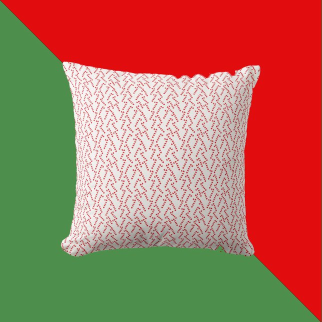 Candy Cane Patroon Rood en Wit Kussen (A throw pillow with a red and white candy cane Christmas pattern)