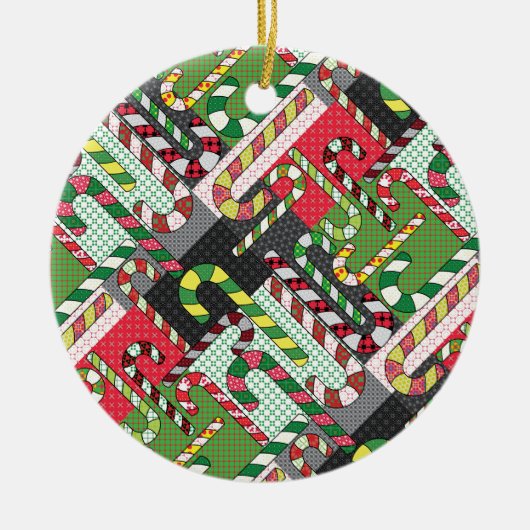 Candy Cane Pattern Keramisch Ornament (Voorkant)