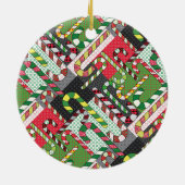 Candy Cane Pattern Keramisch Ornament (Achterkant)