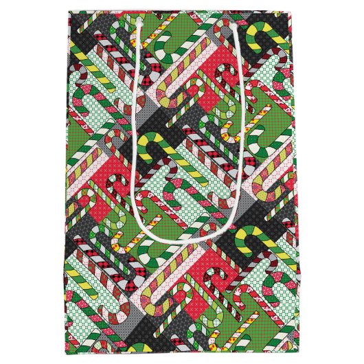 Candy Cane Pattern Medium Cadeauzakje (Achterkant)