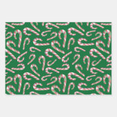 Candy Cane Pattern Red Green Maroon Inpakpapier Vel (Voorkant 2)