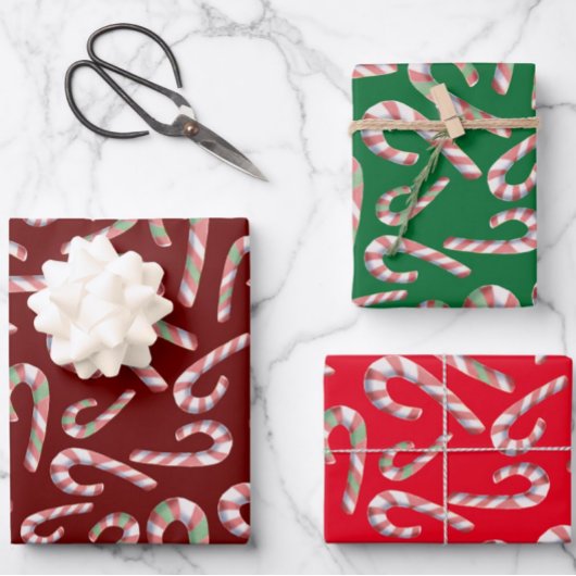 Candy Cane Pattern Red Green Maroon Inpakpapier Vel