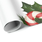 Candy Cane Pattern Retro Kerstcadeau Cadeaupapier (Rol Hoek)