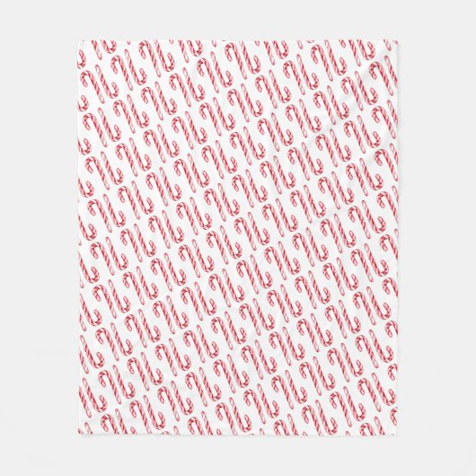 Candy Cane Pattern Rood Wit Waterverf Kerst Fleece Deken (Voorkant)