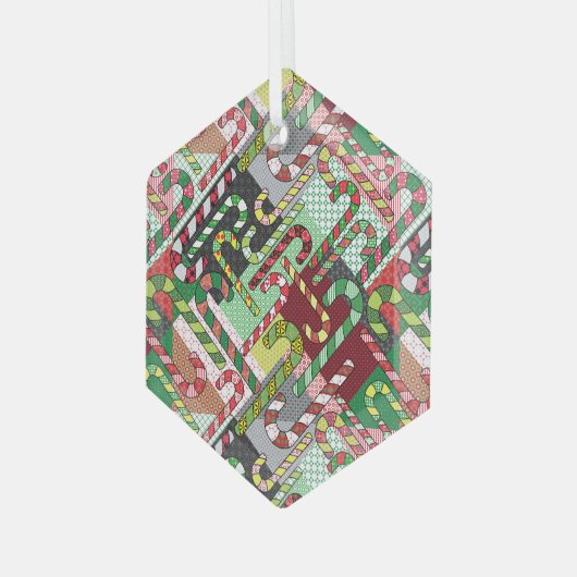 Candy Cane Pattern Slant Ceramic Ornament (Voorkant links)