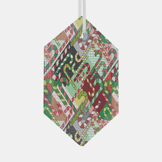 Candy Cane Pattern Slant Ceramic Ornament (Voorkant Rechts)