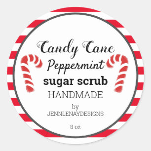 Candy Cane pepermunt suiker scrub aangepaste label