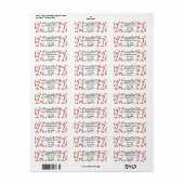 Candy Cane Peppermint Custom Kerstmis Etiket (Full Sheet)