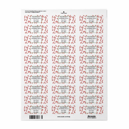Candy Cane Peppermint Custom Kerstmis Etiket (Full Sheet)