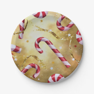 Candy Cane Peppermint Gold Paper Bord