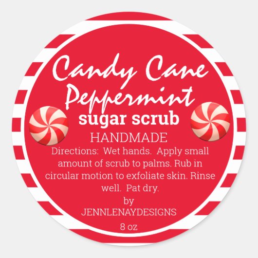 Candy Cane Peppermint Homemade Sugar Scrub Ronde Sticker (Voorkant)