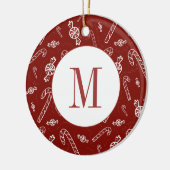 Candy Cane Peppermint Initiaal Monogram Kerst Keramisch Ornament (Links)