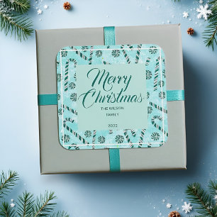 Candy Cane Peppermint Vierkante Sticker