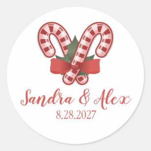 Candy Cane Personalized kerstbruiloft Stickers