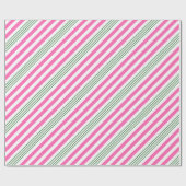 Candy Cane Pink en Green Striped Cadeaupapier (Vlak)
